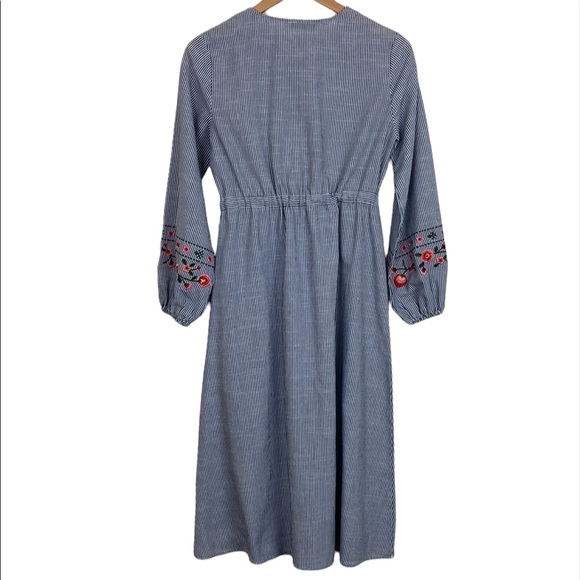 Modest Blue Chambray Embroidered Maxi Dress - Picture 5 of 13